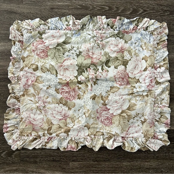 Cuddledown Floral Cotton Twin Duvet Cover Standard Sham Ruffle Throw Pillows Set - Picture 13 of 15